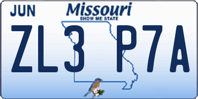 MO license plate ZL3P7A