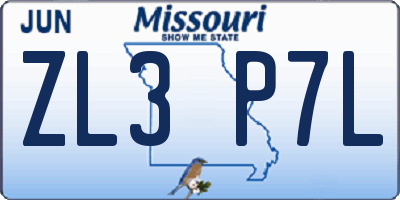 MO license plate ZL3P7L