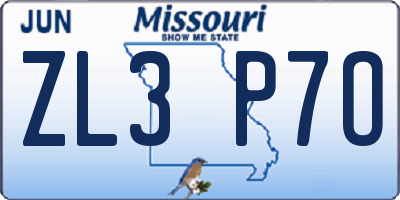 MO license plate ZL3P7O