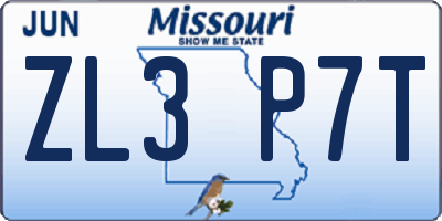 MO license plate ZL3P7T