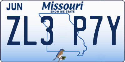MO license plate ZL3P7Y