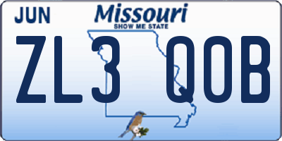 MO license plate ZL3Q0B