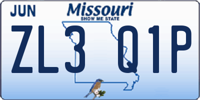 MO license plate ZL3Q1P