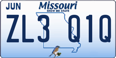 MO license plate ZL3Q1Q
