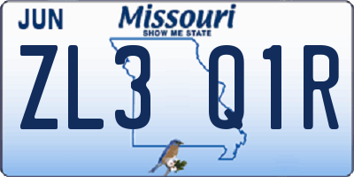 MO license plate ZL3Q1R