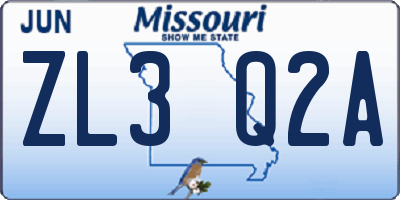 MO license plate ZL3Q2A