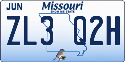 MO license plate ZL3Q2H