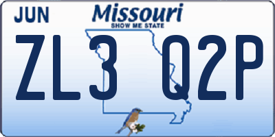 MO license plate ZL3Q2P