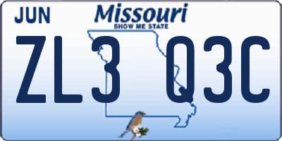 MO license plate ZL3Q3C