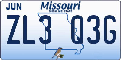 MO license plate ZL3Q3G