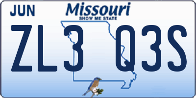 MO license plate ZL3Q3S