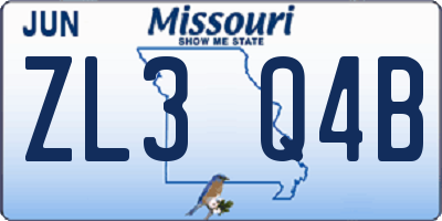 MO license plate ZL3Q4B