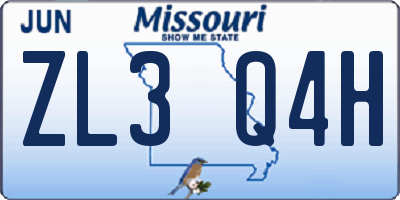 MO license plate ZL3Q4H