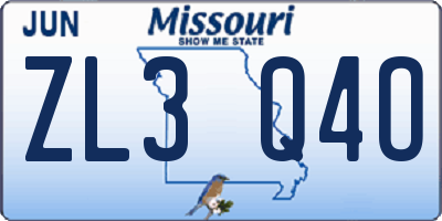 MO license plate ZL3Q4O