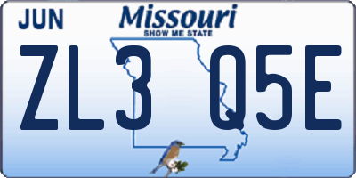 MO license plate ZL3Q5E