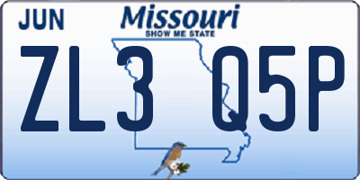 MO license plate ZL3Q5P