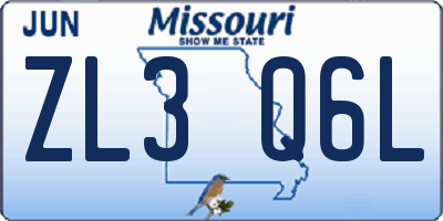 MO license plate ZL3Q6L