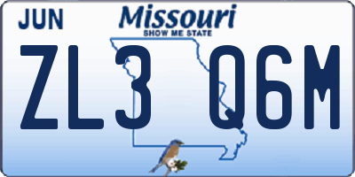 MO license plate ZL3Q6M