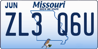 MO license plate ZL3Q6U