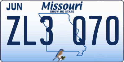 MO license plate ZL3Q7O