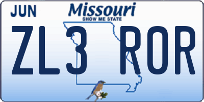 MO license plate ZL3R0R