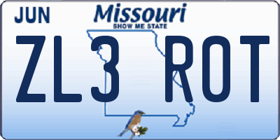 MO license plate ZL3R0T