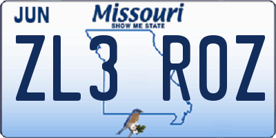 MO license plate ZL3R0Z