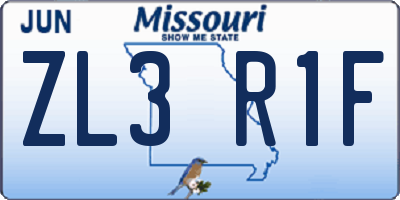 MO license plate ZL3R1F