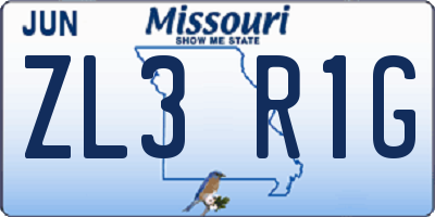 MO license plate ZL3R1G
