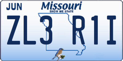 MO license plate ZL3R1I