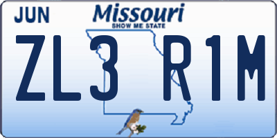 MO license plate ZL3R1M