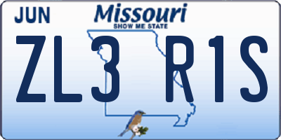 MO license plate ZL3R1S