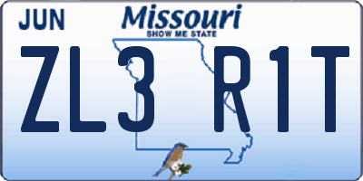 MO license plate ZL3R1T
