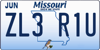 MO license plate ZL3R1U
