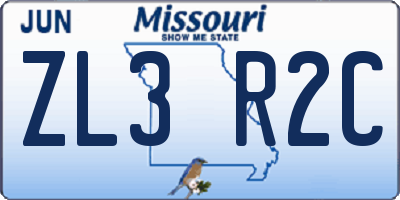 MO license plate ZL3R2C