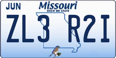 MO license plate ZL3R2I