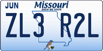 MO license plate ZL3R2L