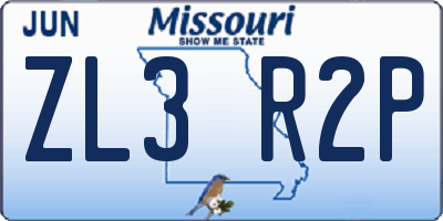 MO license plate ZL3R2P