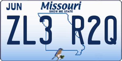 MO license plate ZL3R2Q
