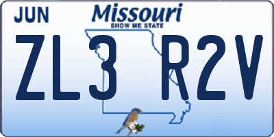 MO license plate ZL3R2V