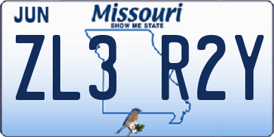 MO license plate ZL3R2Y