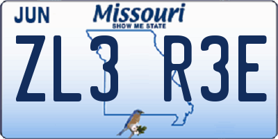 MO license plate ZL3R3E
