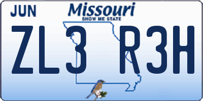 MO license plate ZL3R3H