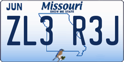 MO license plate ZL3R3J