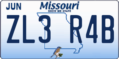 MO license plate ZL3R4B