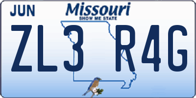 MO license plate ZL3R4G