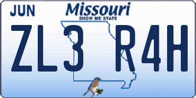 MO license plate ZL3R4H