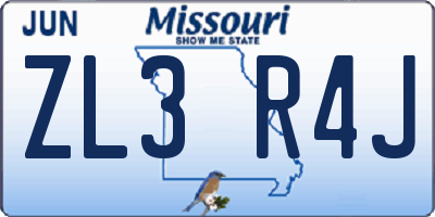 MO license plate ZL3R4J