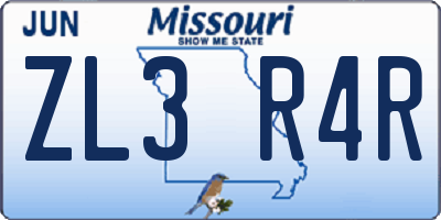 MO license plate ZL3R4R