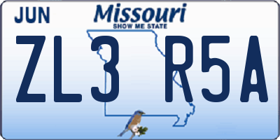 MO license plate ZL3R5A